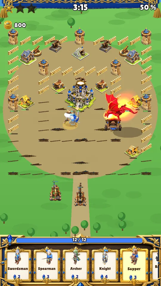 Kingdrake screenshot: A siege: your troops and your dragon against the enemy defenses